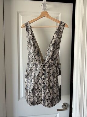 Native Black and Cream Snake-Print Overall Skirt